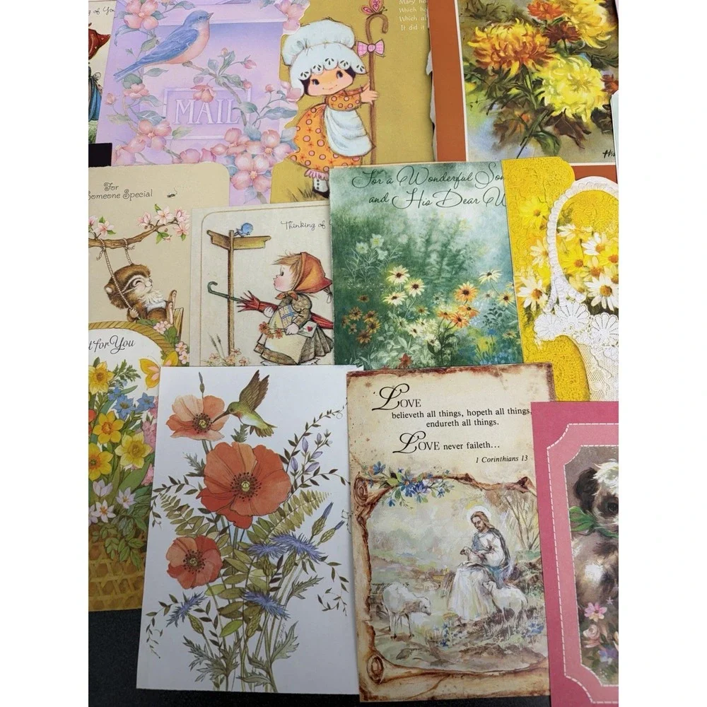 Vintage Thinking of You Cards Fronts ONLY Scrapbooking Crafts Lot of 50+
